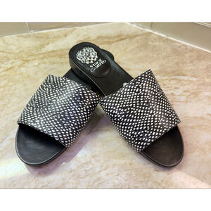 Vince Camuto Haydan Sandals 8.5 Black White Dalmation Print, spotted, animal